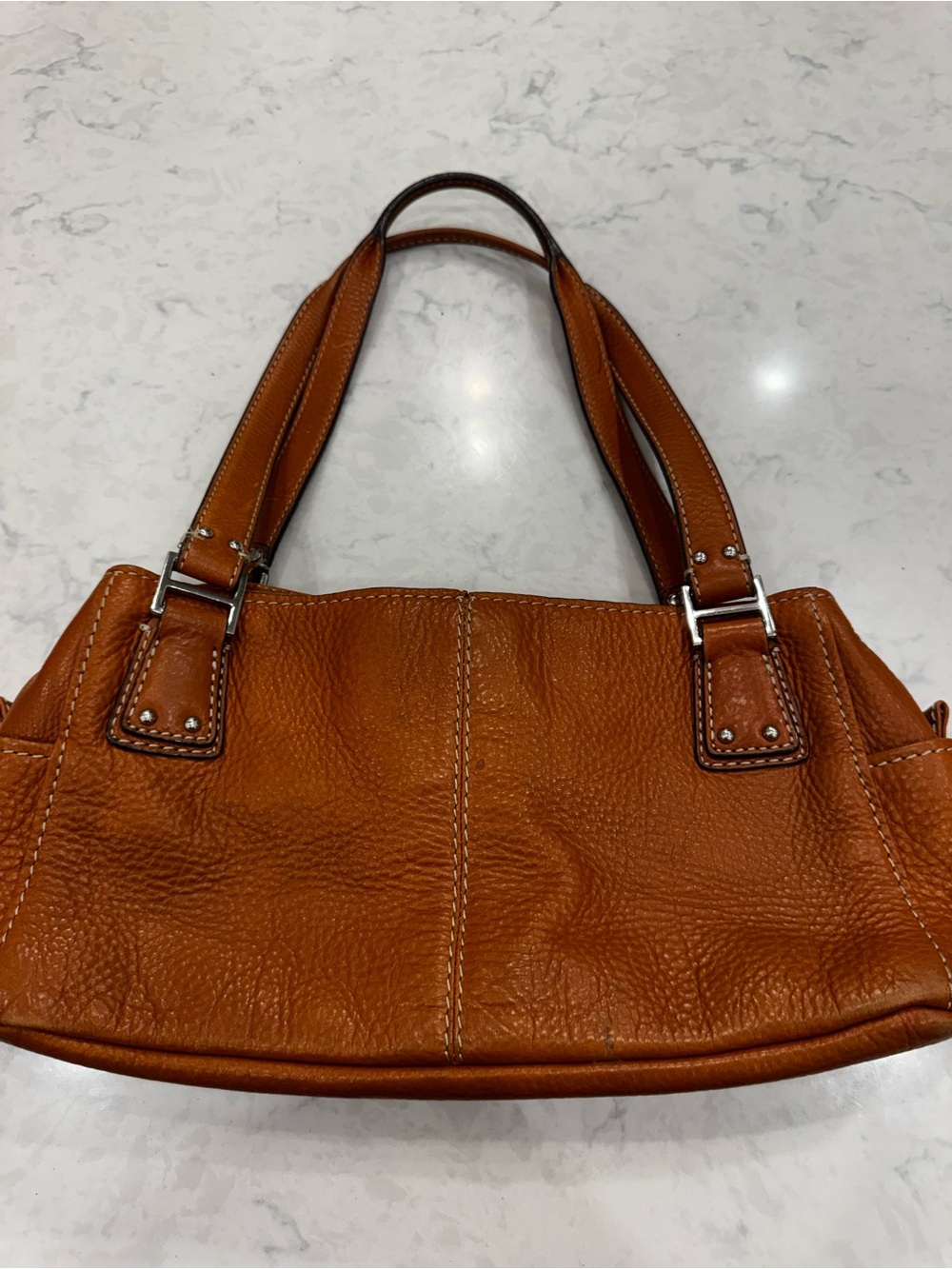 Vintage Y2K Fossil Cognac Genuine Leather Shoulder Bag 75082